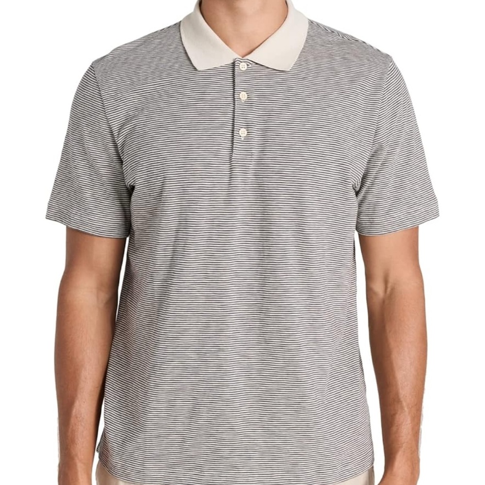 Theory Gray Striped Polo Shirt